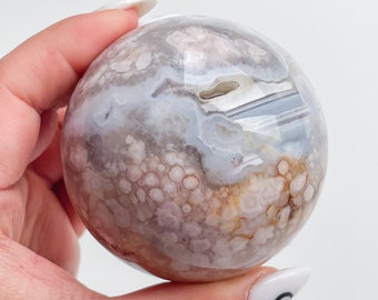 Flower agate crystal sphere|cherry blossom agate home decoration | flower agate specimen | healing crystal | birthday gift|anniversary gift