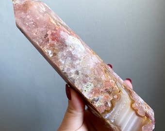 Flower agate crystal tower |cherry blossom agate home decoration | flower agate specimen | healing crystal | birthday gift|anniversary gift