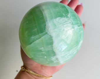 Pistachio calcite crystal sphere healing crystal healing journey home decoration