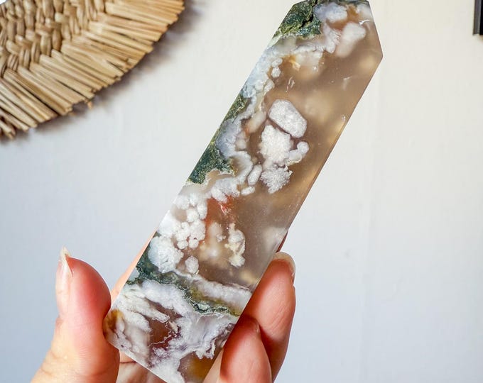 Flower agate geode Crystal tower (LY)  | High-quality flower agate crystal tower healing crystal home decor