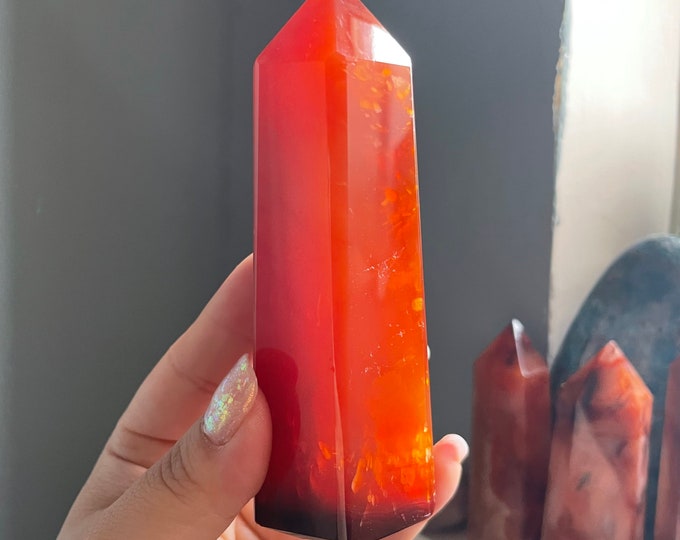 Carnelian crystal tower | Carnelian stone home decoration | carnelian stone healing crystal | birthstone gifts| wedding anniversary gift