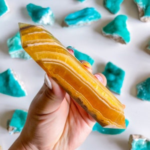 Natural yellow fluorite Double terminated crystal wand crystal healing crystal grid crystal magic home decoration meditation