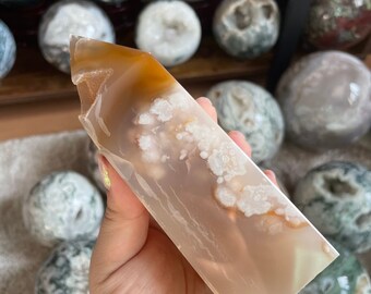 Druzy flower agate with carnelian Crystal tower carnelian flower agate crystal tower healing crystal home decor