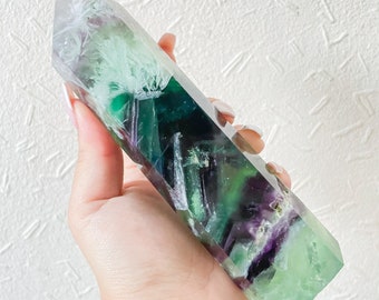 Fluorite crystal towers healing crystal home decoration | premium snowflake fluorite crystal tower