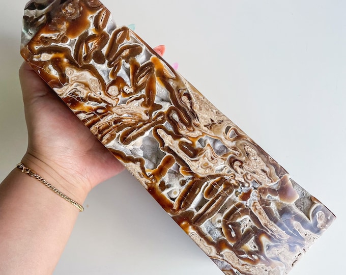 Chocolate calcite XL large crystal tower chunky crystal tower healing crystal healing journey home decoration
