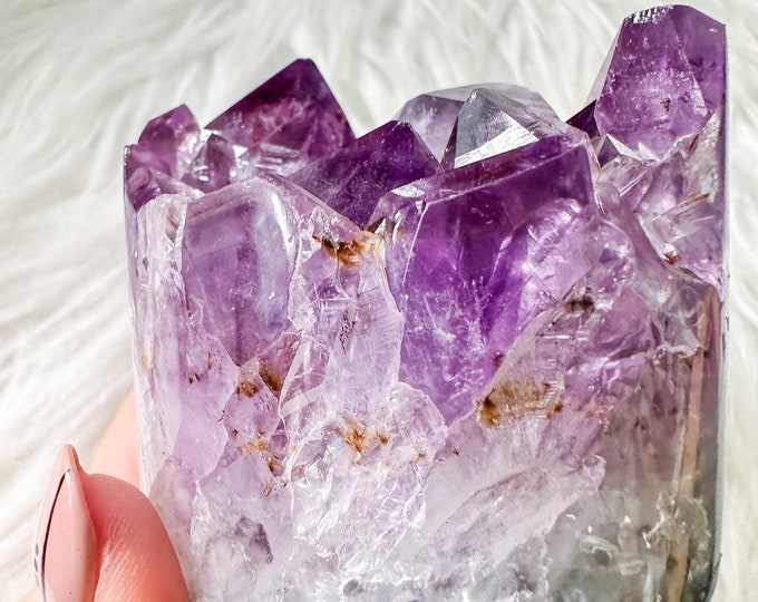 Gold rutilated amethyst cluster, amethyst geode, amethyst crystal, natural amethyst, amethyst specimen , birthday gift, February birthstone