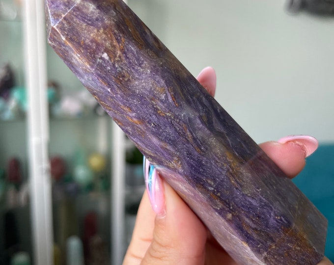 Purple silk fluorite high quality natural crystal tower healing crystal