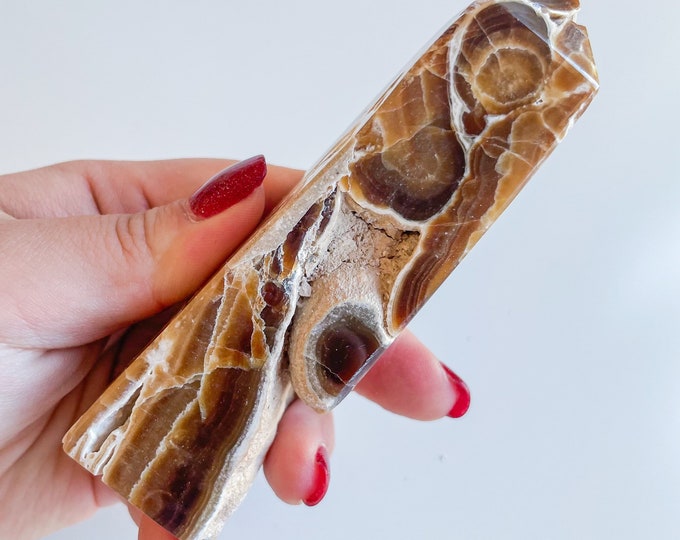 Chocolate  calcite crystal tower chunky crystal tower healing crystal healing journey home decoration