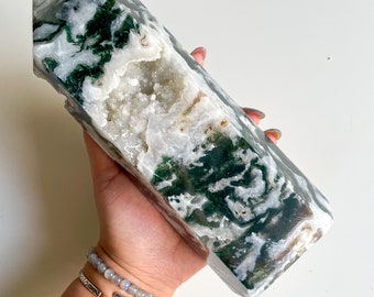 Moss agate crystal tower | moss agate home decoration | moss agate ornament | healing crystal | birthstone gifts| wedding anniversary gift