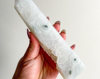 Moss agate crystal tower | moss agate home decoration | moss agate ornament | healing crystal | birthstone gifts| wedding anniversary gift 