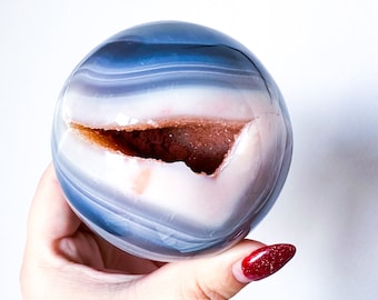 Orca Agate natural crystal sphere| unique crystal home decor| Tranquility home style | Earthy decor | Oceanic decor | unique gift idea