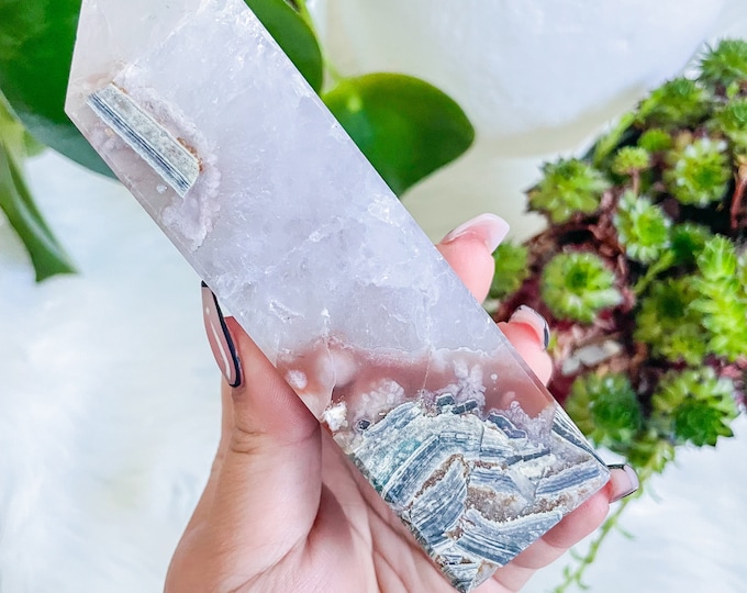RARE ice AMETHYST combine with carnelian and Flower agate crystal tower |healing crystal | birthday gift|anniversary gift