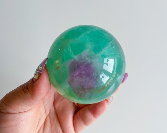 Green fluorite crystal sphere healing crystal home decor