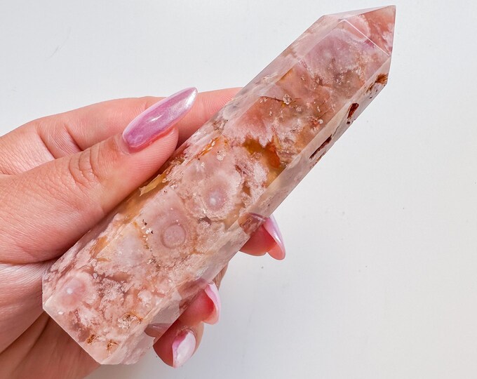 flower agate (PP) Crystal tower | flower agate crystal tower healing crystal home decor |crystal gift |unique home decor|