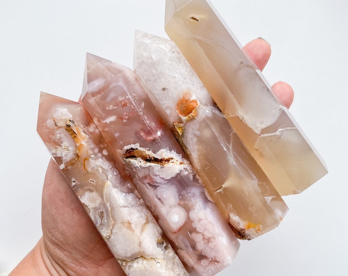 Flower agate crystal tower |cherry blossom agate home decoration | flower agate specimen | healing crystal | birthday gift|anniversary gift