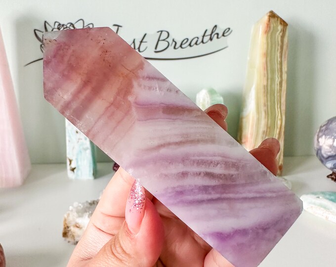 Rare Purple Silk Fluorite Crystal Tower - Stunning Home Decor Piece with Healing Properties