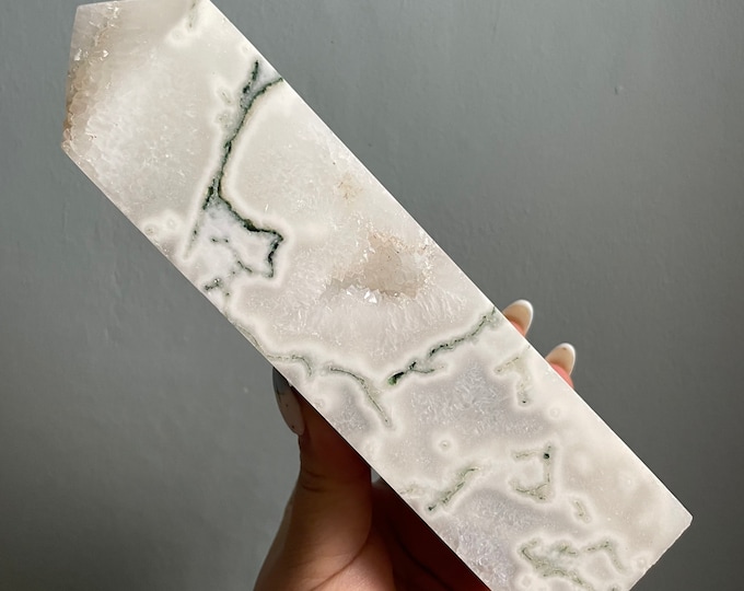 Moss agate crystal tower | moss agate home decoration | moss agate ornament | healing crystal | birthstone gifts| wedding anniversary gift