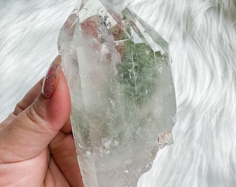 Triplets point chlorite quartz mineral specimen | premium quartz crystal cluster | crystal collector piece