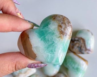 green calcite crystal heart healing crystal self-love journey home decoration