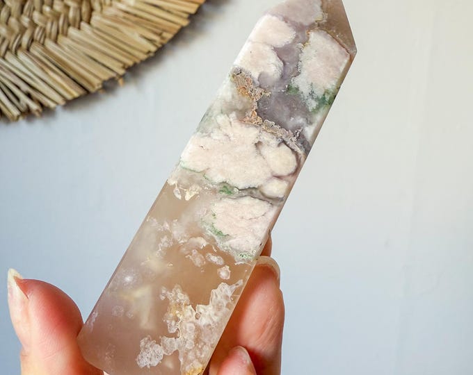 Flower agate geode Crystal tower (LY)  | High-quality flower agate crystal tower healing crystal home decor