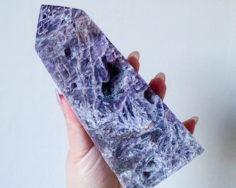 Matrix fluorite with quartz and calcite | rare fluorite crystal tower healing crystal