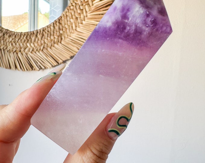 Fluorite crystal tower | Fuchsia fluorite |silk fluorite | pink fluorite | purple fluorite  crystal tower healing crystal home decoration