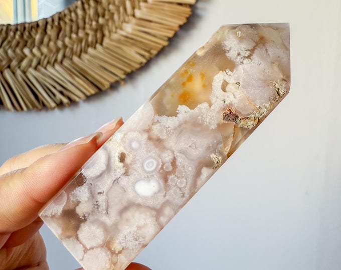 Flower agate geode Crystal tower (LY)  | High-quality flower agate crystal tower healing crystal home decor