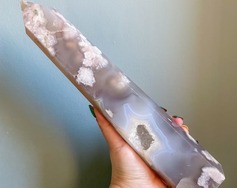Flower agate crystal tower |cherry blossom agate home decoration | flower agate specimen | healing crystal | birthday gift|anniversary gift