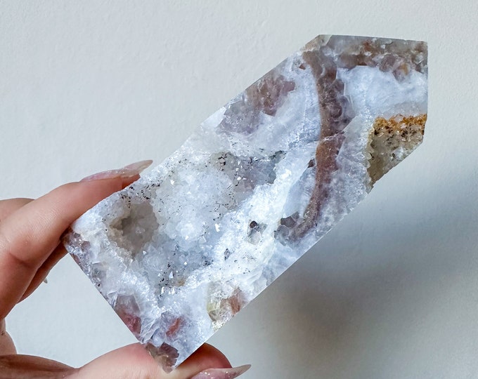 Matrix fluorite with quartz and calcite | rare fluorite crystal tower healing crystal