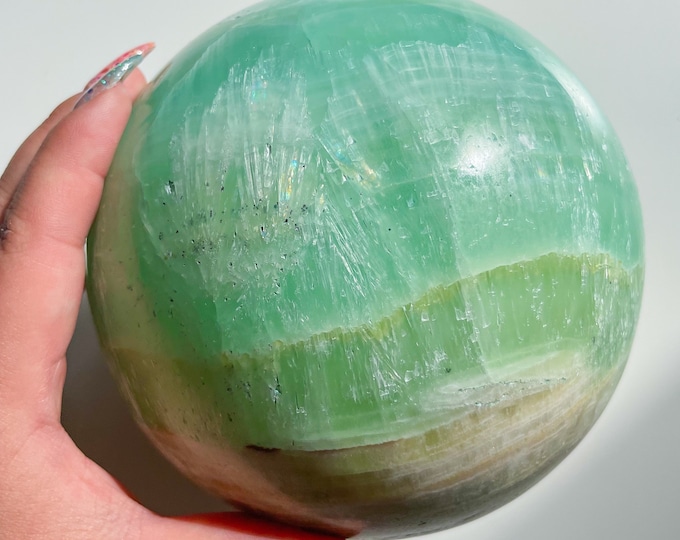 Kiwi Calcite combine Pistachio calcite 4.1 kg XL Large crystal sphere healing crystal healing journey home decoration