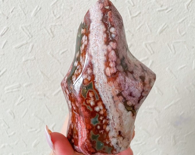 Druzy Ocean Jasper crystal flame healing crystal home decor