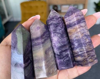 fluorite tower point healing crystal home decoration meditation reiki practice