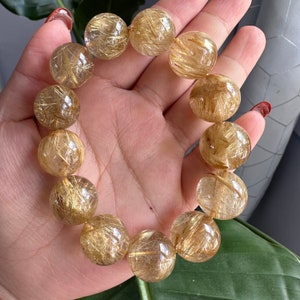 Premium Golden Rutilated quartz bracelet | Hight end fine crystal bracelet | Gemstone bracelet