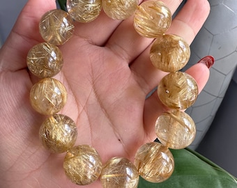 Premium Golden Rutilated quartz bracelet | Hight end fine crystal bracelet | Gemstone bracelet