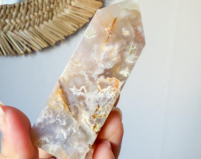 Flower agate geode Crystal tower (LY)  | High-quality flower agate crystal tower healing crystal home decor