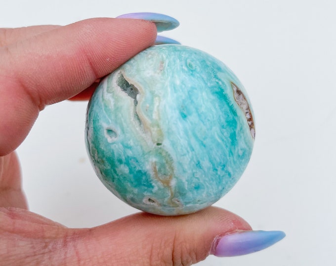 Blue aragonite crystal sphere healing crystal home decor
