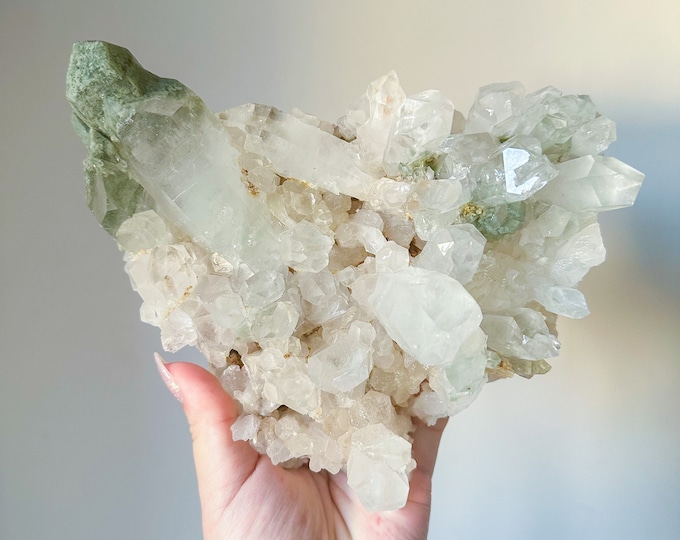 Chlorite quartz cluster | “Heart of Earth “ chlorite quartz crystal cluster mineral specimen