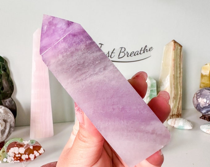 Rare Purple Silk Fluorite Crystal Tower - Stunning Home Decor Piece with Healing Properties