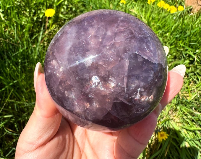 NEW Galaxy fluorite | Purple with Mica crystal sphere | premium crystal sphere | healing crystal home decor