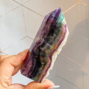 Blue Fluorite tower slab| high quality fluorite crystal | purple fluorite freeform