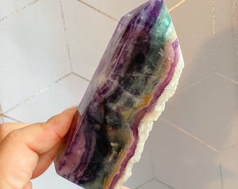 Blue Fluorite tower slab| high quality fluorite crystal | purple fluorite freeform