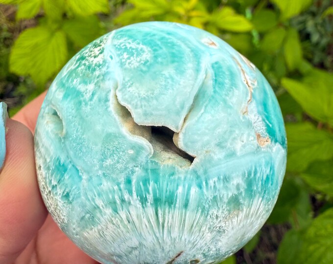 Blue aragonite crystal sphere healing crystal home decor