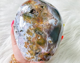 Ocean Jasper with Blue chalcedony crystal freeform healing crystal home decor