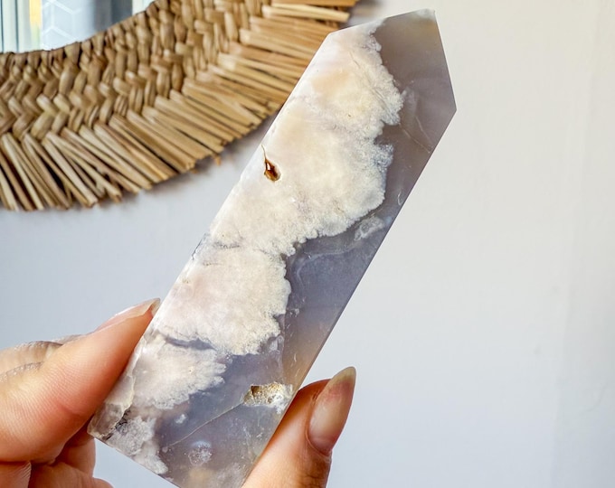 Flower agate geode Crystal tower (LY)  | High-quality flower agate crystal tower healing crystal home decor
