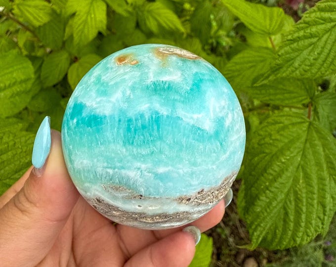 Blue aragonite crystal sphere healing crystal home decor