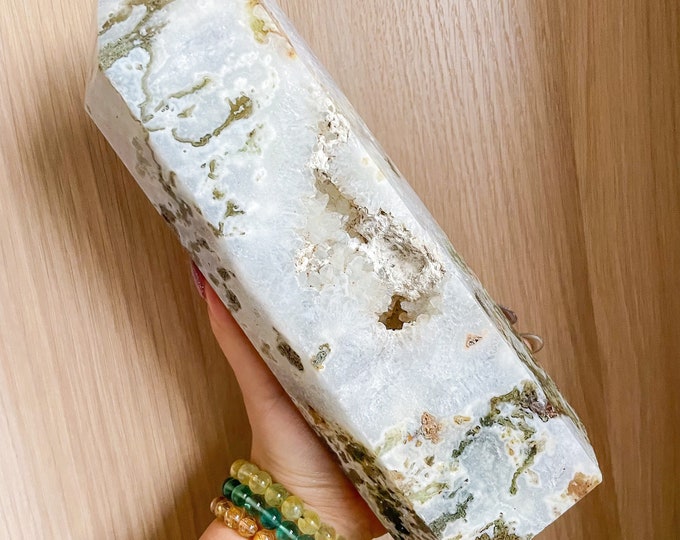 Moss agate crystal tower | moss agate home decoration | moss agate ornament | healing crystal | birthstone gifts| wedding anniversary gift