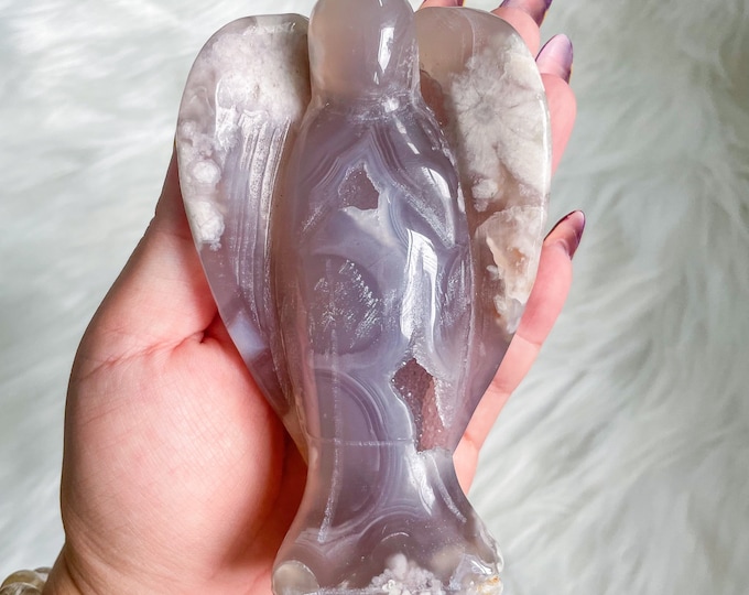 flower agate angel crystal sculpture hand carving natural crystal ornament home decoration