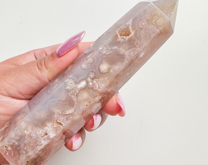 Premium pink flower agate (PP) Crystal tower | pink flower agate crystal tower healing crystal home decor |crystal gift |unique home decor|