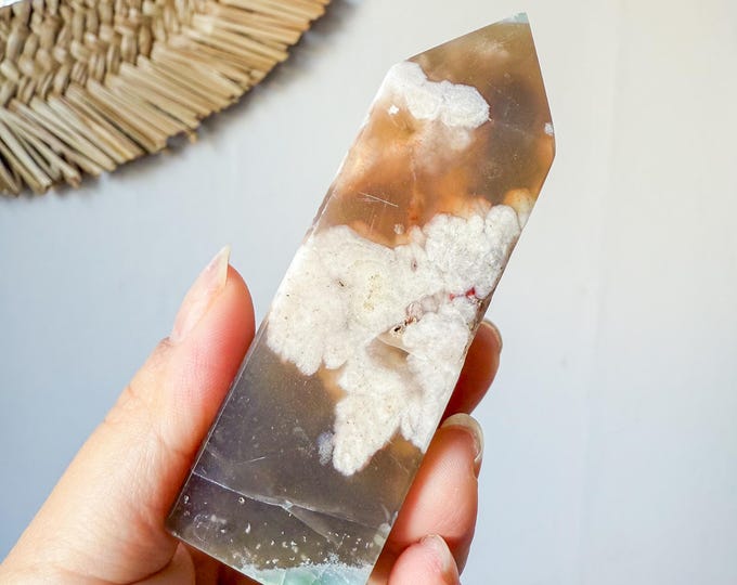 Flower agate geode Crystal tower (LY)  | High-quality flower agate crystal tower healing crystal home decor
