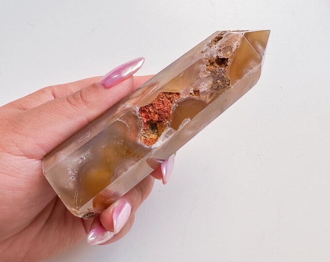 flower agate (PP) Crystal tower | flower agate crystal tower healing crystal home decor |crystal gift |unique home decor|